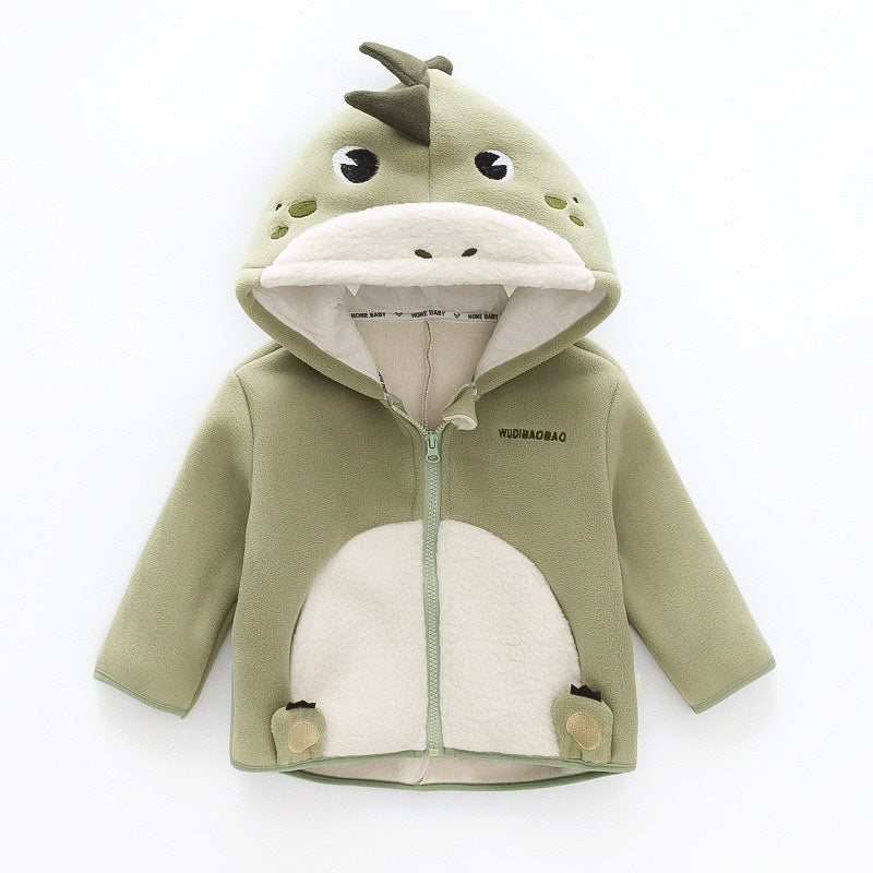 Cartoon Velvet Warm Baby Hooded Jacket
